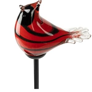 Solar LED Red and Black Stripe Bird Glass Stake